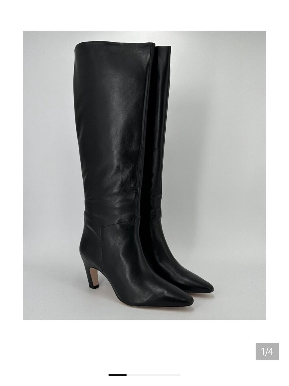 Everlane The Knee-High Banana Heel Boot in Black Leather sz 8.5 Women's NWT